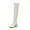 White, variant on Women's Pointed Toe Knee High Boots with Chunky Heel - Fashion Dress Boots with Side Zipper