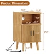thumbnail image 3 of Mid Century Modern Bedside Table,Wood Nightstand with Power Outlet,Fluted Night Stand with Sliding Doors,Curved Round Edge Side Table with Storage Cabinet for Bedroom,Living Room(2PC), 3 of 8