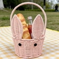 thumbnail image 4 of Easter Bunny Woven Basket, Handmade Woven Storage Organizer, Cute Rabbit Handbasket for Home Decor, Nursery, Picnic, Kitchen Counter and Living Room 7.1x6.9x3.9IN, 4 of 5