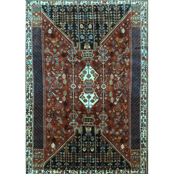 Ahgly Company Indoor Rectangle Persian Light Blue Traditional Area Rugs, 5' x 8'
