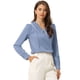 thumbnail image 1 of Blusa De Gasa Casual Con Cuello Peter Pan De Manga Larga Con Botones Decorativos Para Mujer Azul Polvoriento S, 1 of 6