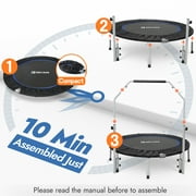BCAN 48 Foldable Trampoline, Fitness Rebounder with Adjustable Foam Handle, Exercise Trampoline for Adults/kids Indoor/Garden Workout Max Load 440lbs