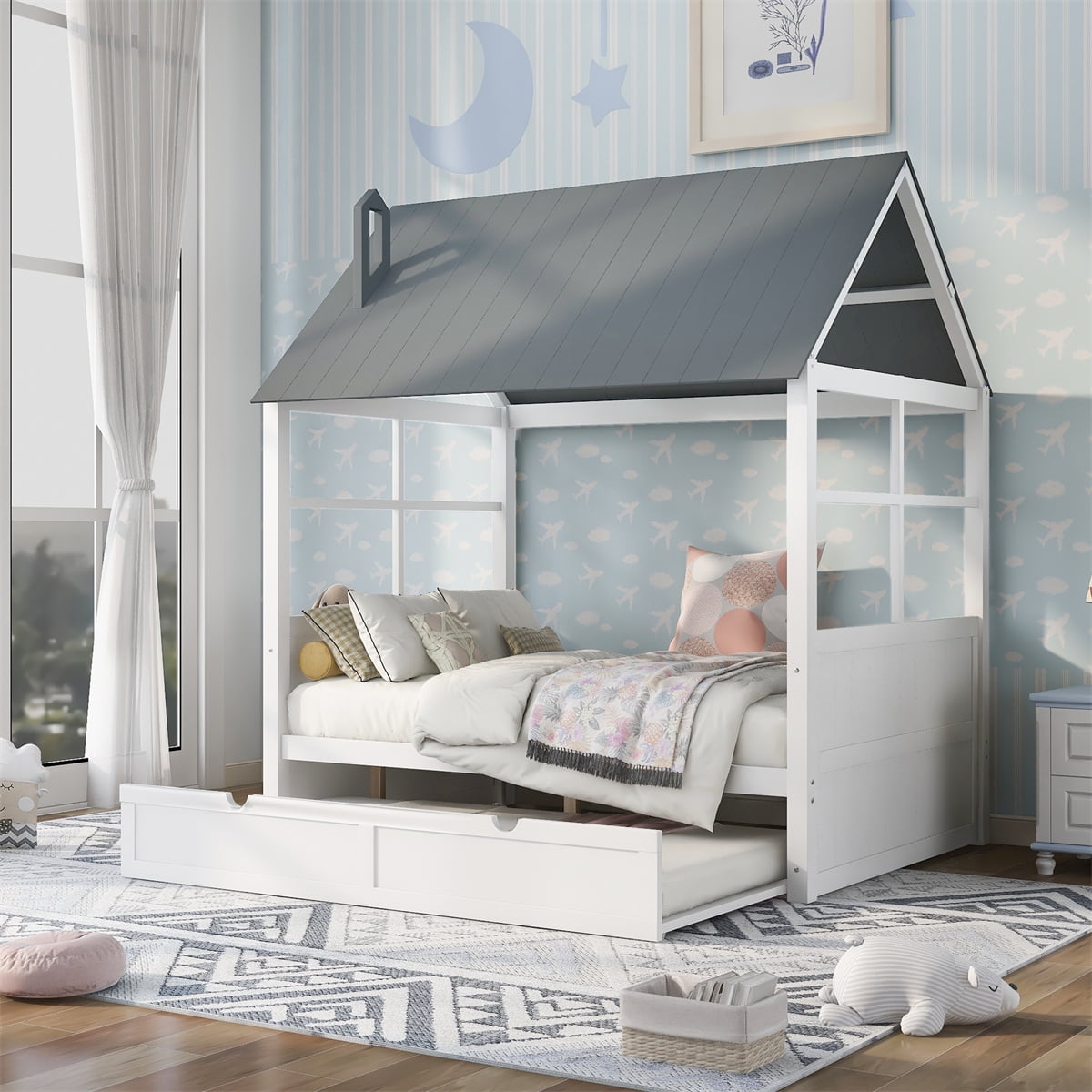 arcticscorpion-wooden-house-bed-full-size-house-bed-with-twin-size