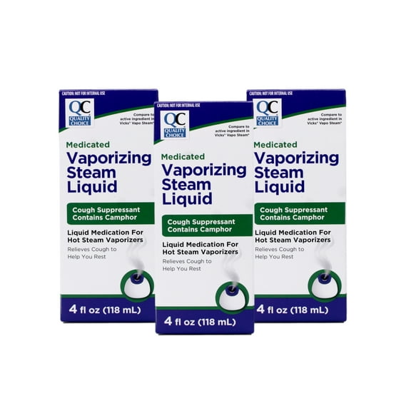 3 Pack Quality Choice Medicated Vaporizing Steam Liquid, 4 Ounces each