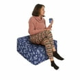 thumbnail image 2 of Floral Rectangle Pouf, Pattern of Silhouette Style Flowers and Leafy Branches, Under Desk Foot Stool for Living Room Office Ottoman with Cover, 25", Dark Sky Blue Marigold, by Ambesonne, 2 of 4