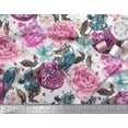 thumbnail image 2 of Soimoi Polyester Crepe Fabric Parrot,Pomegranate & Rose Flower Fabric Prints by Yard 52 Inch Wide, 2 of 3