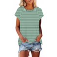 thumbnail image 2 of Mujeres de Manga Corta Tops Casual Cuello Redondo Impresión Blusa Poliéster Ligero Top, Camisa de las Señoras de la Moda para el Hogar Diario Y el Uso Cómodo, 2 of 9