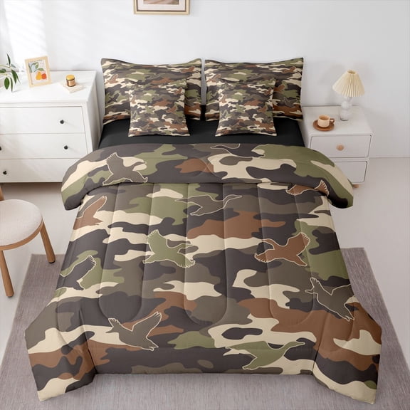 Castle Fairy Teens Camouflage Twin Bedding Sets,Animal Mallard Duck Bedding Comforter Set