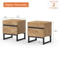 thumbnail image 5 of WAMPAT 2 Pack Modern Bedside Table for bedroom, Nightstand with 2 Drawers and Black Square Iron Leg, Wood Rustic Side End Table for living Room, 5 of 7