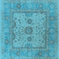 thumbnail image 1 of Ahgly Company Indoor Square Oriental Light Blue Industrial Area Rugs, 6' Square, 1 of 4
