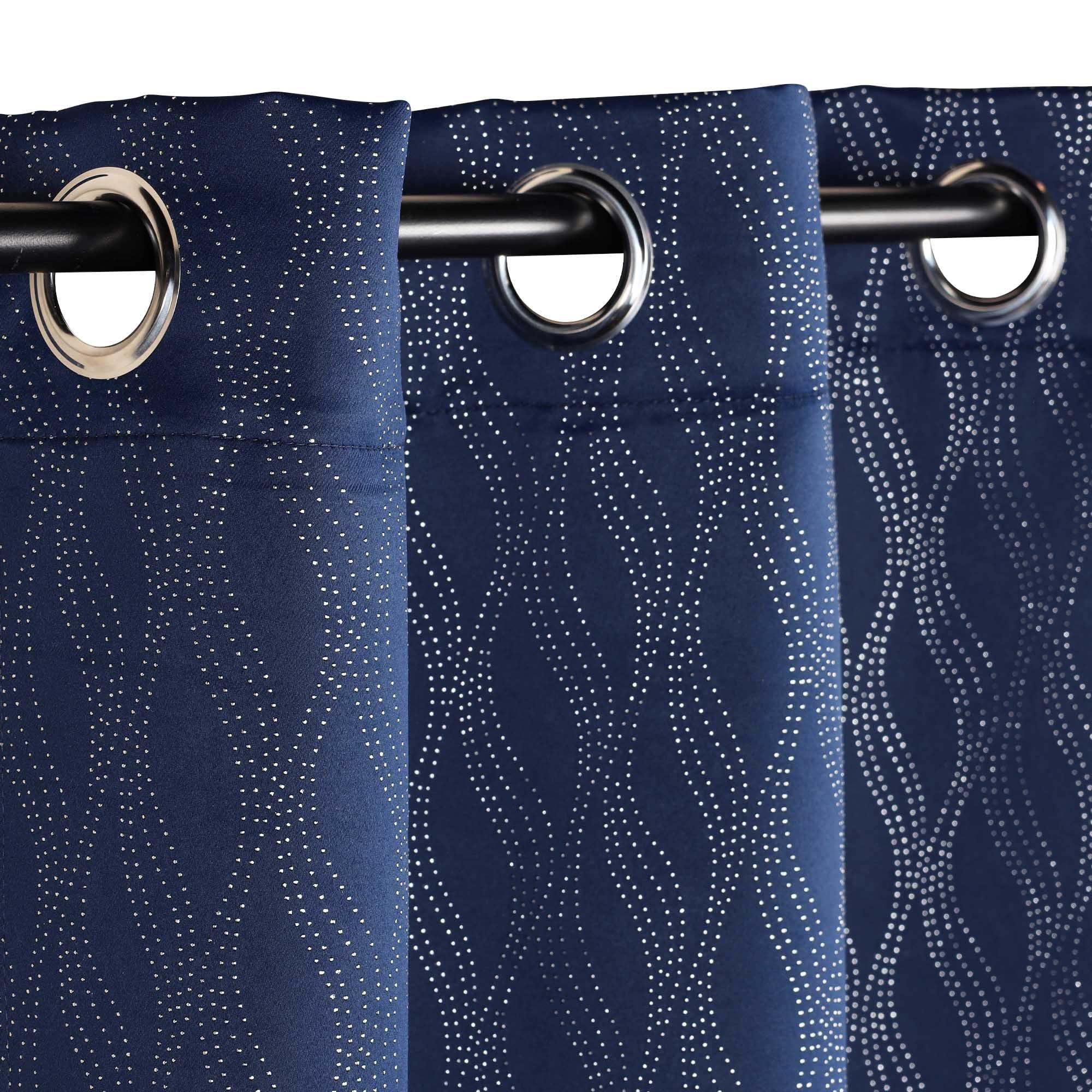 Superior Zuri Blackout Curtains, Grommet Header, Set of 2, 42" X 108", Navy Blue