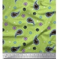 thumbnail image 1 of Soimoi Green Poly Georgette Fabric Star,Paisley & Cosmos Floral Print Fabric by Yard 52 Inch Wide, 1 of 1