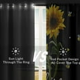 thumbnail image 5 of Sunflower Kitchen Curtains 63 Inch Length Bees Flower Window Curtains Over Sink Set of 2, Summer Curtain for Bedroom Living Room, Black Background Farmhouse Kitchen Decor 42x63 Inch, 5 of 6