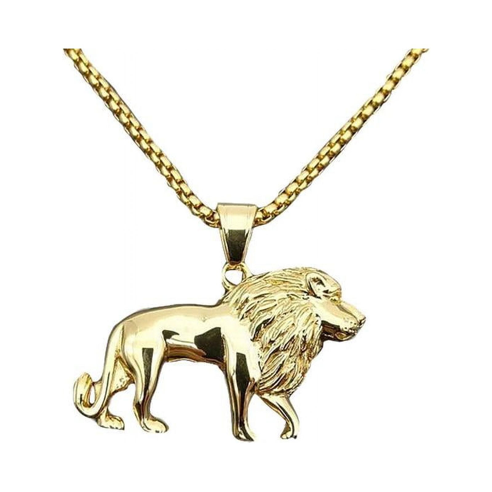 Gold plated lion necklace best sale
