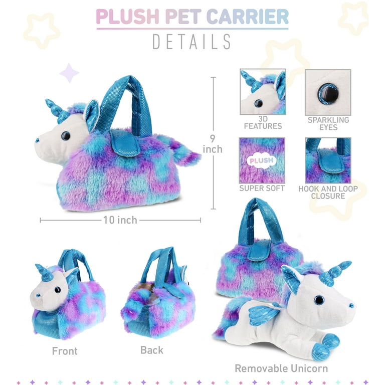 Ecore Fun 7 Pcs Doll Pet and Accessories Girl Toys Set Included Cute  Unicorn Pet,Carrier Bag,Blanket,Food Bowl,Ball,Nest,Toys for 3+ Year Old  Girls