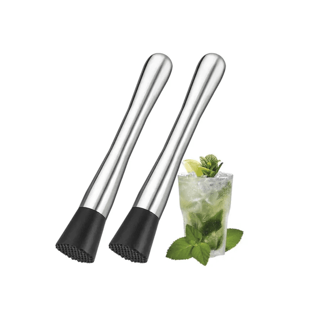 2 Mecerador Triturador Manual Utensilio Xtellar Cocteleria Plateado