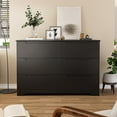 thumbnail image 4 of Aiho 6 Drawer Double Dresser for Bedroom, Black Dresser Wood Storage Cabinet with Wide Top for Living Room, 4 of 8