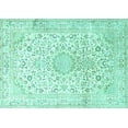 thumbnail image 1 of Ahgly Company Machine Washable Indoor Rectangle Medallion Turquoise Blue Traditional Area Rugs, 5' x 7', 1 of 4