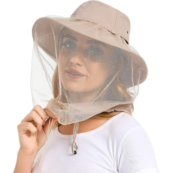 Mosquito Net Hat - Bug Cap UPF 50  Sun Protection with Hidden Netting Outdoors for Women and Men