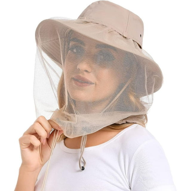 Mosquito Net Hat - Bug Cap UPF 50+ Sun Protection with Hidden Netting Outdoors for Women and Men