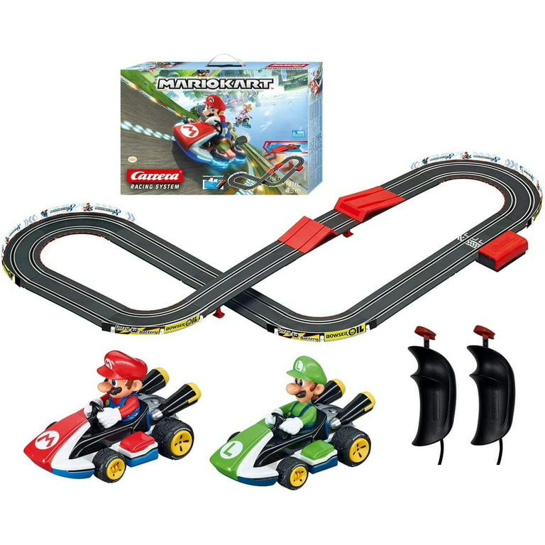 Carrera First Nintendo Mario Kart Slot Car Race Track - Includes 2 Cars:  Mario and Luigi and Two-Controllers - Battery-Powered Beginner Set for Kids