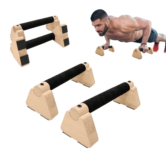 Wooden Parallettes Bars 2-Pack – Non-Slip Push Up Handles for Calisthenics, Strength Training & Home Gym Fitness Equipment for Men and Women