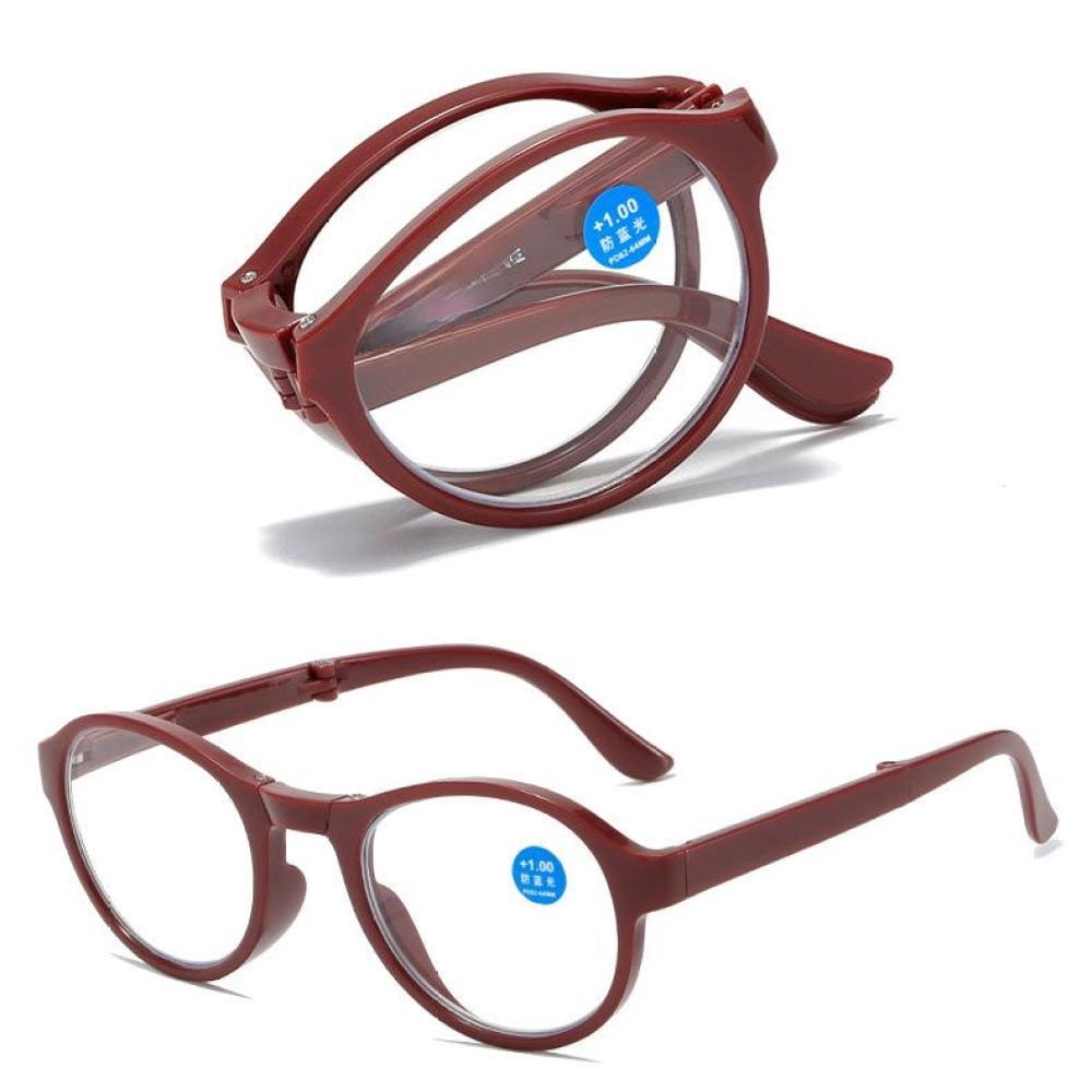 3 Pairs of Women Wine Red Spring Hinge Folding Reading Glasses HD Fashion Anti-Blue Light Presbyopia Glasses Square Plastic Foldable Readers with Case +3.00