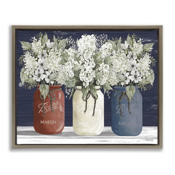 Stupell Industries Traditional Americana Floral Bouquets Brown Floating Frame Canvas Art, 21 x 17, by Cindy Jacobs