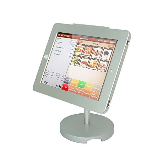 Angel Canada Desktop Anti-Theft POS Stand Holder Compatible with iPad Enclosure with Lock & Key for Retail Kiosk - Rotates and Swivel