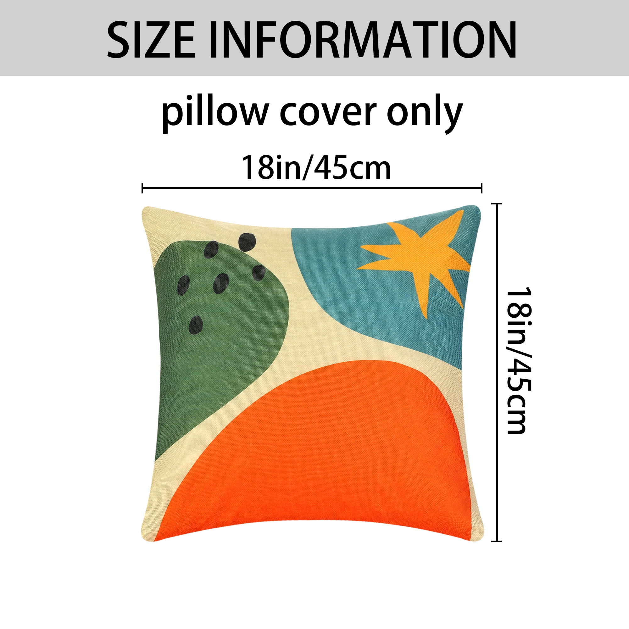 Unique Bargains Linen Printed Contemporary Decorative Throw Pillow Cover (2 Count) Orange-3 18" x 18"