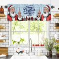thumbnail image 3 of Christmas Santa Claus Valances for Windows Happy New Year Winter Snowing Blue Rod Pocket Curtain Valance Window Treatment Short Curtains for Kitchen Living Room, 60"x14", 3 of 5