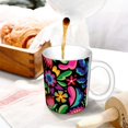 thumbnail image 3 of Yiaed Colorful Floral Embroidery Mexican Print Ceramics Coffee,Large Handle Design,Extra Large Tea and Coffee Cup for Office and Home Mugs, 3 of 6