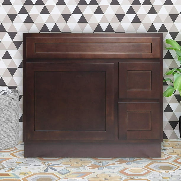 Vanity Art 36 Inch Bathroom Vanity Solid Wood Brown Finish