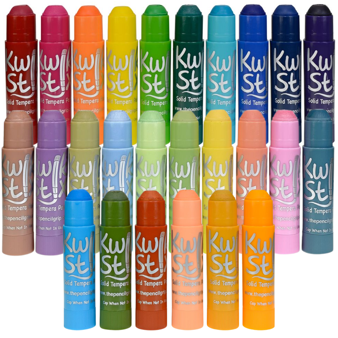 Kwik Stix Solid Tempera Paint Sticks Bundle, 26 Count (2 Packs of 10 + 1 Pack of 6), Jewel, Pastel & Earth Tone Colors, Washable, Quick-Drying, Non-Toxic