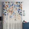 thumbnail image 5 of Orange Blue Botanical Semi Sheer Curtains Drapes for Living Room,Bedroom,French Doors Window 45 Inches Long,Weeping Fall Eucalyptus Leaves Rustic Rod Pocket Chiffon Curtain Drapery Voile Drape Panel, 5 of 6