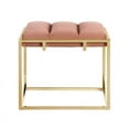 thumbnail image 4 of Posh Living Markus Modern Tufted Velvet Ottoman in Blush Pink/Gold, 4 of 8