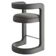 thumbnail image 6 of Counter Stool Chair, Gray, Velvet, Bar Pub Cafe Bistro Dining Kitchen Hospitality Restaurant, Modern Contemporary, HB37622, 6 of 9