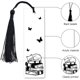 thumbnail image 3 of Marcadores de libros de gato negro, acrílico transparente con borlas, diseño de gato durmiendo sobre libros, mariposa, rectangulares transparentes., 3 of 7