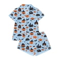 thumbnail image 5 of MuXiKeJi Clothes Halloween Pajama Sets for Women 2 Piece Ghost Pumpkin Print Shirts and Shorts Button Down Short Sleeve Sleepwear,Silk Halloween pjs Women, 5 of 5