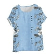 thumbnail image 4 of Heisall Women's Short Sleeve Crew Neck Printed Button Front T-shirt Blouse Casual Fashion Tops for Spring Summer Fall, 4 of 4