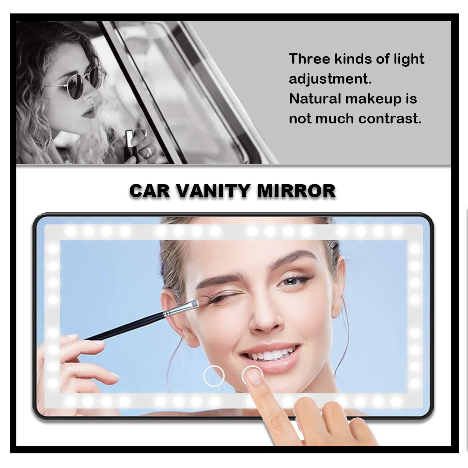 Car Visor Vanity Mirror Car Makeup Mirror with LED Lights for Car Truck