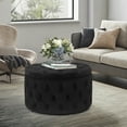 thumbnail image 5 of Homebeez Round Storage Ottoman Button Tufted Footrest Stool Coffee Table Children Sofa Stool,Black, 5 of 8