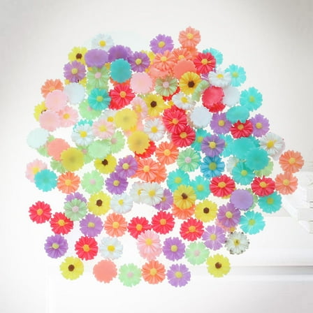 LEORX 50Pcs Mini Resin Flatback Flower Embellishments for Scrapbooking and Hairpins