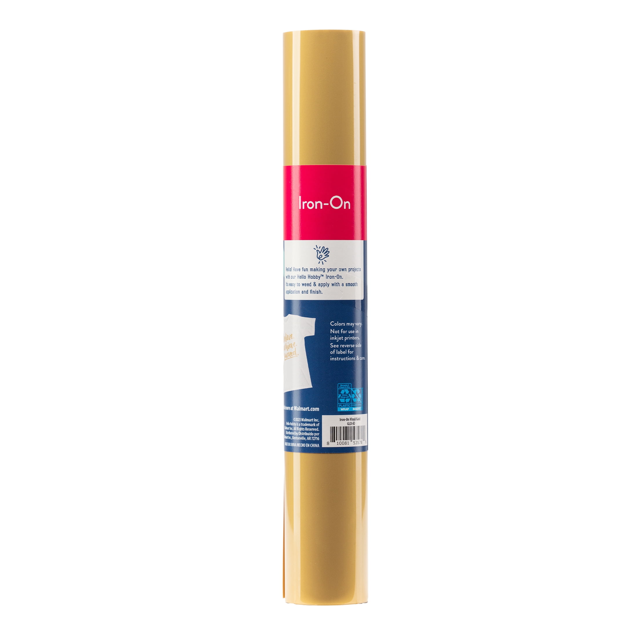 Hello Hobby 12" x 2' Gold Iron-On Craft Vinyl Roll