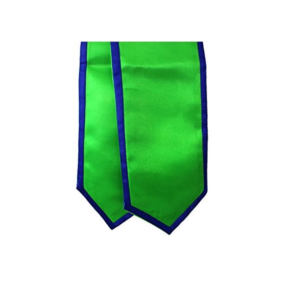 Honors Graduation Academic Stoles/Sashes with Classic End and Trim (Kelly Green w/Royal Blue Trim)