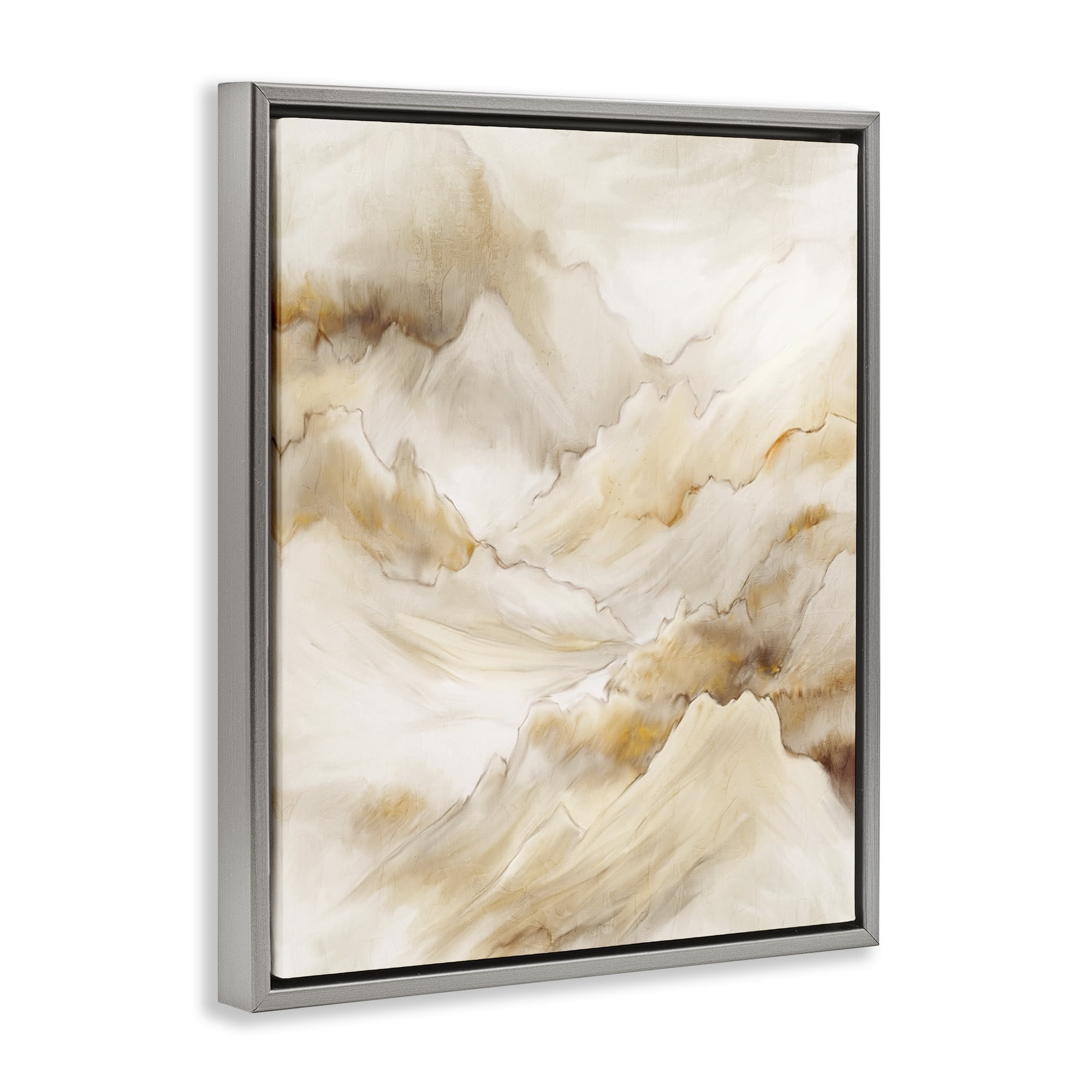 Stupell Industries Neutral Land Flow Gray Framed Floater Canvas Wall Art, design by Kim Allen