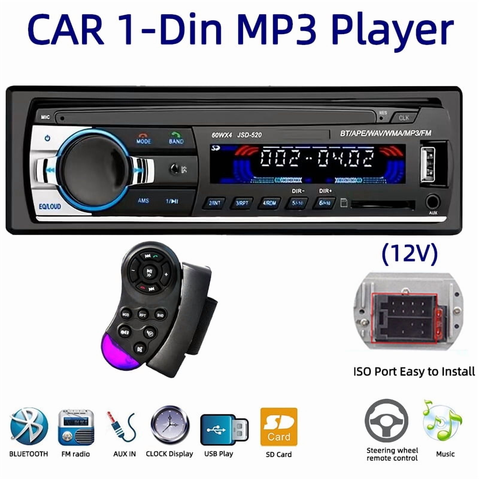 1 Din Car Stereo Bluetooth Radio Receiver MP3 Music Player FM Radio Support Remote Control