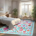 thumbnail image 5 of GUUCHA 6'x9'Area Rugs for Living Room Floral Print Rug Floor Carpet for Bedroom,Blue, 5 of 7
