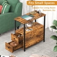 thumbnail image 6 of End Table with Charging Station, Side Table with 2 Wooden Drawers, Narrow 2-Tier Nightstand with USB Ports and Power Outlets, Nightstand Sofa Table for Small Spaces, Living Room, Bedroom, Rustic Brown, 6 of 9