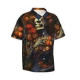 thumbnail image 2 of Daiia Vintage Floral Skull Hawaiian Shirt for Men Gentle Cotton Regular Short Sleeve Casual-3X-Large, 2 of 9